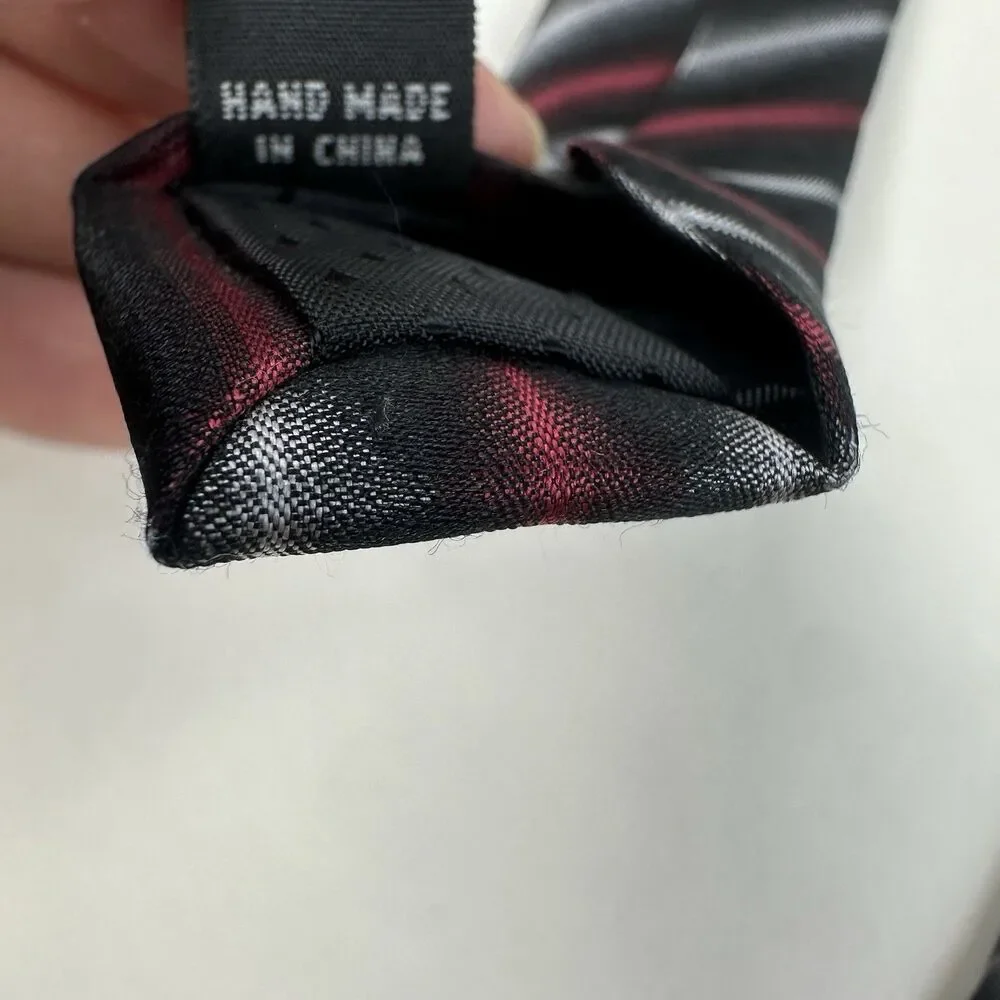 Joseph & Feiss Silk Tie Black Red Gray Diagonal Stripe Men Necktie 59 x3.75 Flaw